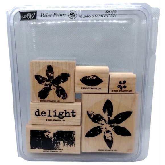 Stampin Up Paint Prints 6 Piece Rubber Stamp Kit 2004 Two Step Stampin Floral - Picture 1 of 4